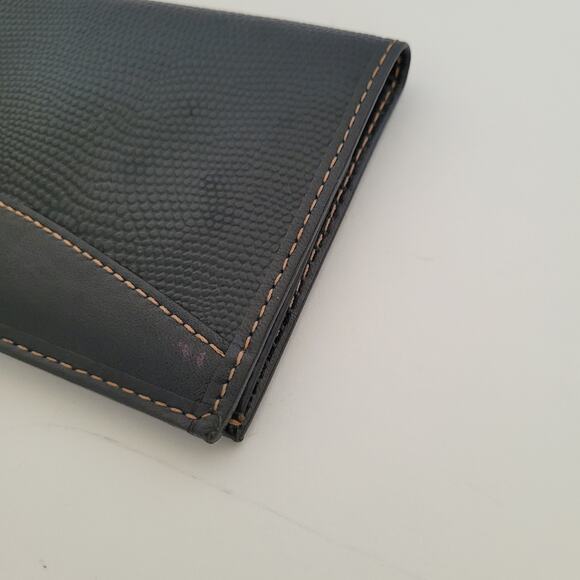 Giorgio Valenti Card Slim Bill Holder Wallet Navy Bifold Leather Snake Vintage - Picture 11 of 12